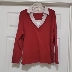 - Brina & Em women 1X   red sleeve tee with faux button down shirt womens …
